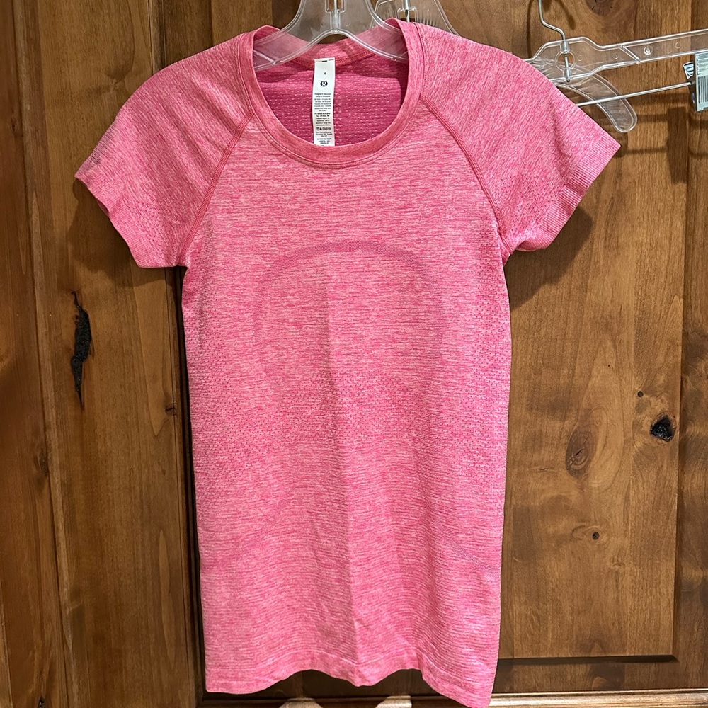 lululemon Swiftly Tech 2.0 Heathered Rose Pink Short-Sleeve Tee Waist Length Sz4